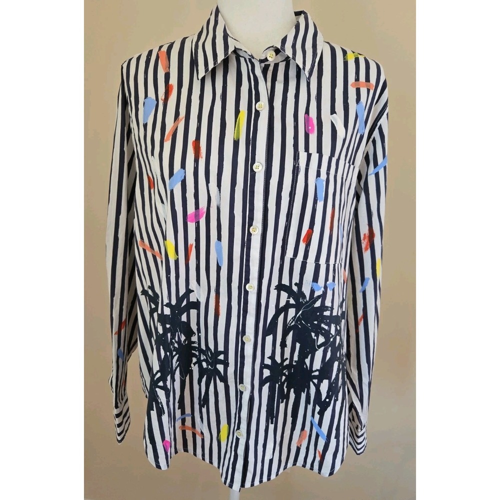 Kerri Rosenthal Wearable Art (1ofaKind)Button Front Shirt Palm Trees 2015 Large